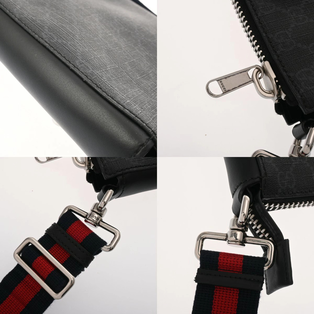 GUCCI GG Supreme Messenger Bag Black Canvas Leather Shoulder - Picture 8 of 9